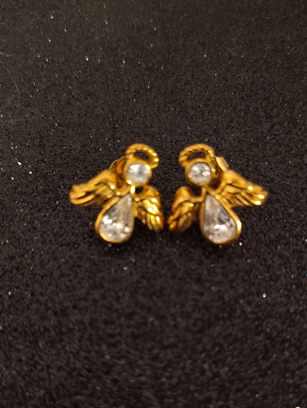 Avon Vintage Celestial Angel gold-tone rhinestone earrings - Picture 4 of 5